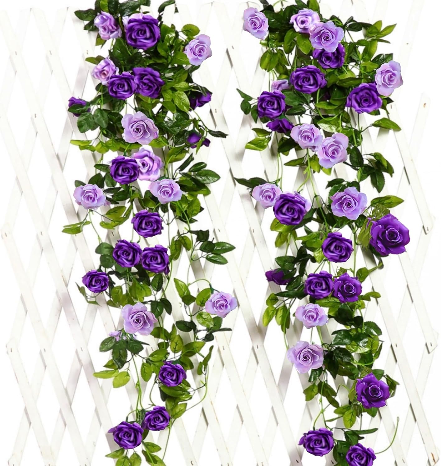 JUSTOYOU Artificial Rose Vines Yellow Flowers Garland Hanging Silk Rose Vine for Wedding Home Office Arch Arrangement Decoration 7.6FT(2PCS)