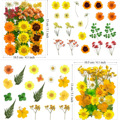 88Pcs Yellow Pressed Dried Flowers for Resin Molds, Real Natural Bulk Dry Floral Leaves for DIY Art Crafts, Epoxy Jewelry, Candle, Soap Making, Nails Decors