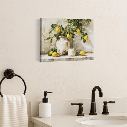 Lemon Canvas Wall Decor, Country Farmhouse Fruit Themed Printing Artwork, Rustic Lemon Oil Paintings Posters Prints for Bathroom Living Room Bedroom Kitchen 8x10 Inches