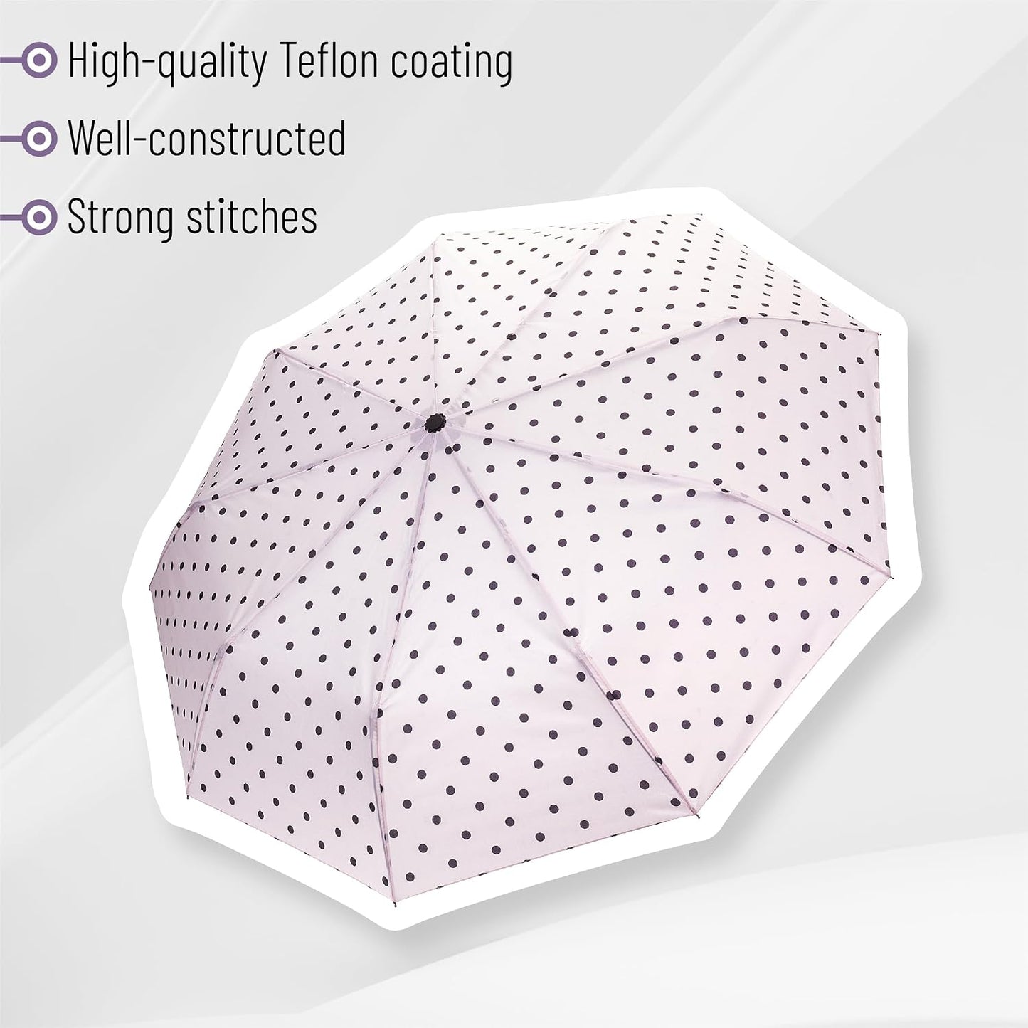 Windproof Travel Umbrella, Small Water-Resistant Automatic Folding Umbrella for Rain and Sun, Light, Compact and Portable for Women & Men, Fits Car & Backpack