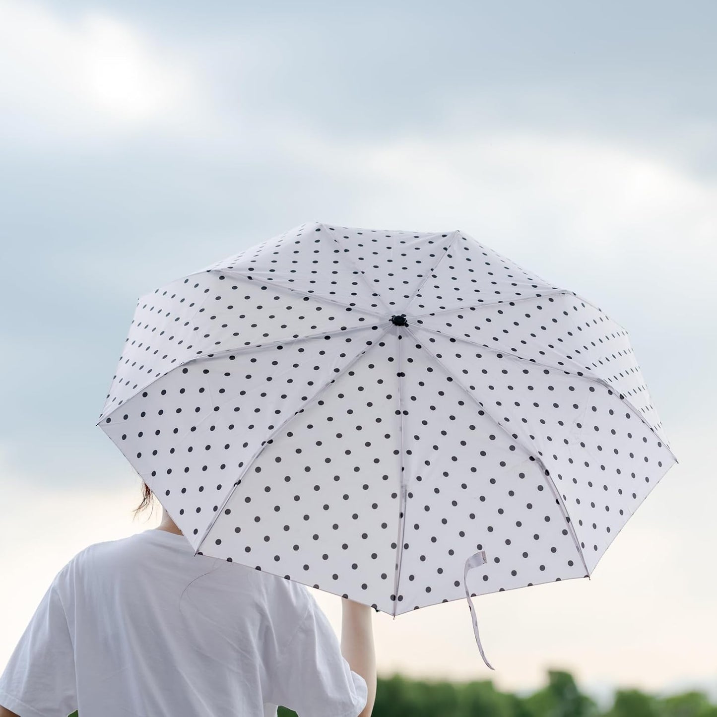 Windproof Travel Umbrella, Small Water-Resistant Automatic Folding Umbrella for Rain and Sun, Light, Compact and Portable for Women & Men, Fits Car & Backpack
