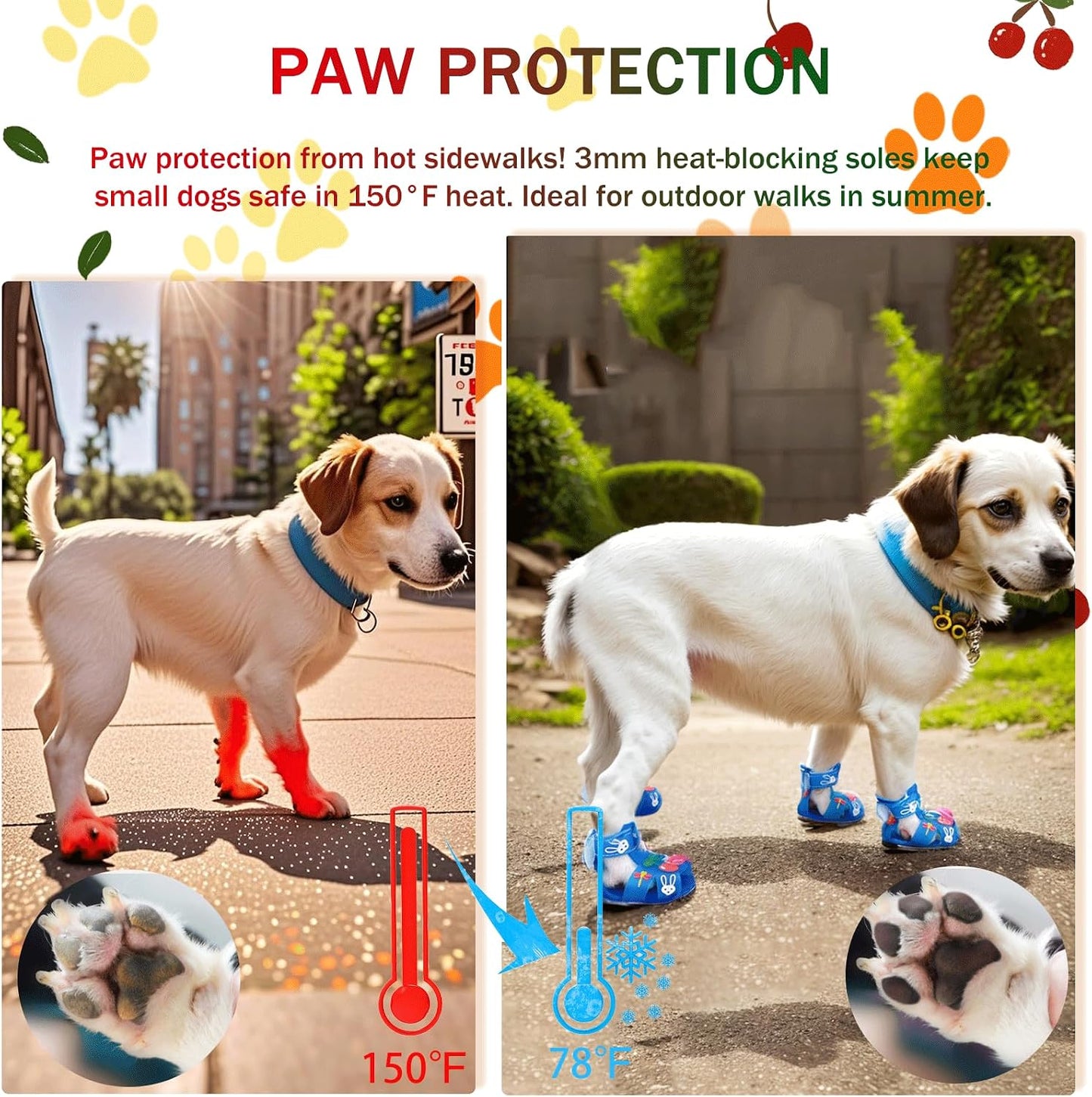 4Pcs Yellow Dog Cooling Shoes for Small Dogs (Size 2) - Summer Breathable Jelly Sandals with Adjustable Velcro & Non-Slip Sole - Protects Paws from Hot Pavement - Fits Bichon, Poodle, Pomeranian