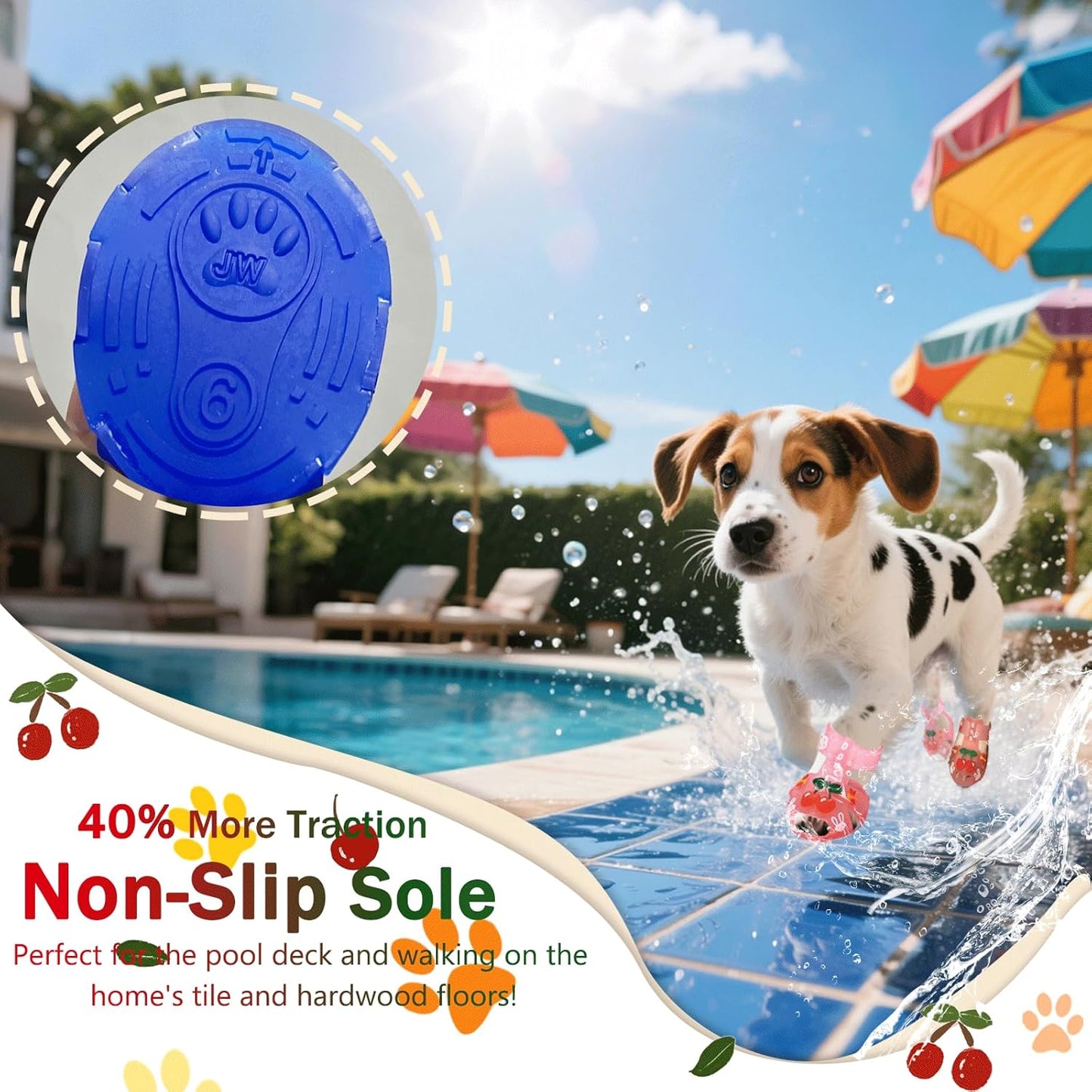 4Pcs Yellow Dog Cooling Shoes for Small Dogs (Size 2) - Summer Breathable Jelly Sandals with Adjustable Velcro & Non-Slip Sole - Protects Paws from Hot Pavement - Fits Bichon, Poodle, Pomeranian