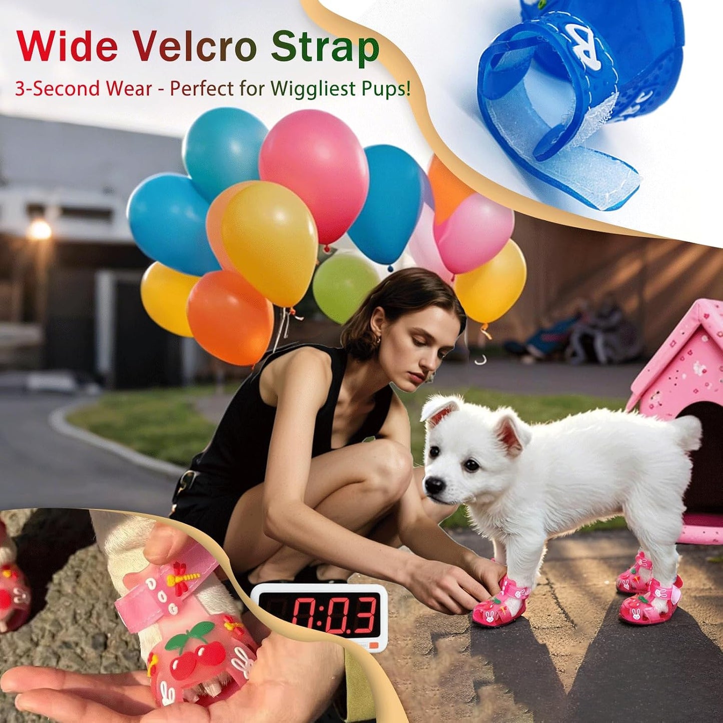4Pcs Yellow Dog Cooling Shoes for Small Dogs (Size 2) - Summer Breathable Jelly Sandals with Adjustable Velcro & Non-Slip Sole - Protects Paws from Hot Pavement - Fits Bichon, Poodle, Pomeranian