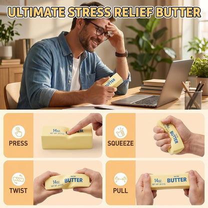 Giant Butter Squishy, Slow Rebound Cute Jumbo Big Butter Squeeze Stress Balls, Sensory Stress Relief Squishies Soft & Stretchy Fidget Toys for Anxiety Relief Party Favors (Yellow - Large)