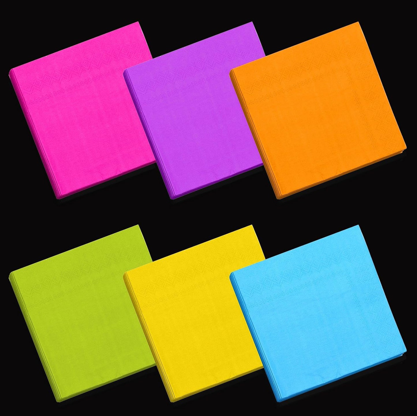 120 Pieces Cocktail Napkin Neon Napkins Beverage Luncheon Paper Napkins 2 Ply for Party Favors, 6 Colors