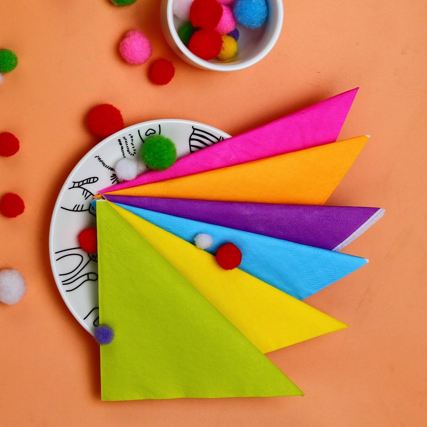 120 Pieces Cocktail Napkin Neon Napkins Beverage Luncheon Paper Napkins 2 Ply for Party Favors, 6 Colors