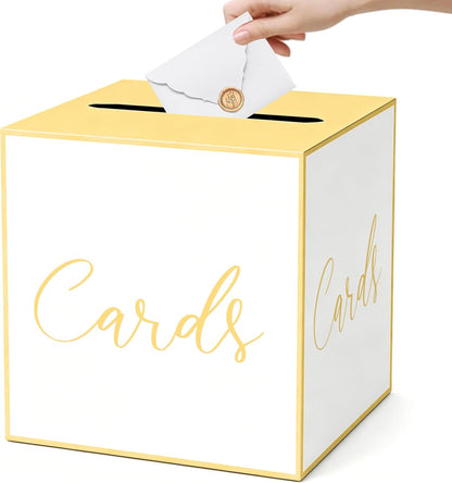 Light Yellow Card Box for Parties, Weddings, Birthdays, Bridal & Baby Showers, Anniversaries, Graduations & Retirements Party Decorations – Cards, Raffle, Wishes & Money Card Boxes