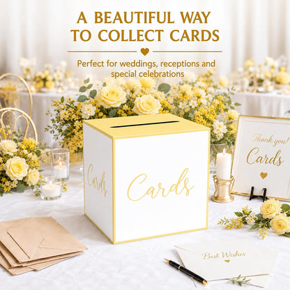 Light Yellow Card Box for Parties, Weddings, Birthdays, Bridal & Baby Showers, Anniversaries, Graduations & Retirements Party Decorations – Cards, Raffle, Wishes & Money Card Boxes
