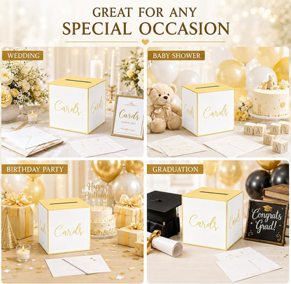 Light Yellow Card Box for Parties, Weddings, Birthdays, Bridal & Baby Showers, Anniversaries, Graduations & Retirements Party Decorations – Cards, Raffle, Wishes & Money Card Boxes