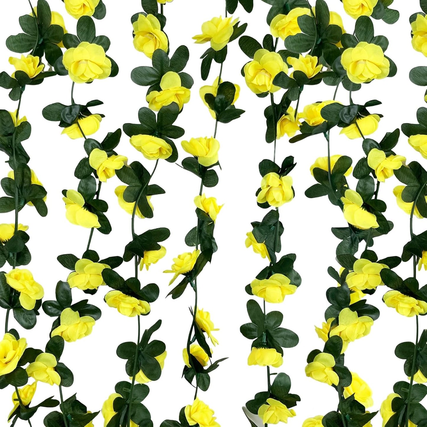 8Pcs 63Ft Yellow Rose Garland, Fake Flower Vines, Artificial Vine Flowers, Rose Hanging Garland for Party Wedding, Garden, Room Table, Christmas, Backdrop Wall Arch Decor