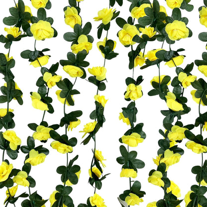 8Pcs 63Ft Yellow Rose Garland, Fake Flower Vines, Artificial Vine Flowers, Rose Hanging Garland for Party Wedding, Garden, Room Table, Christmas, Backdrop Wall Arch Decor