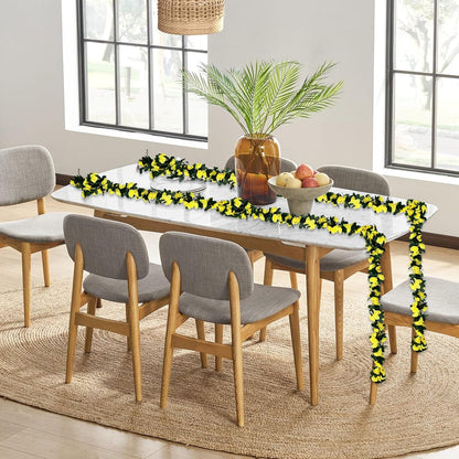 8Pcs 63Ft Yellow Rose Garland, Fake Flower Vines, Artificial Vine Flowers, Rose Hanging Garland for Party Wedding, Garden, Room Table, Christmas, Backdrop Wall Arch Decor