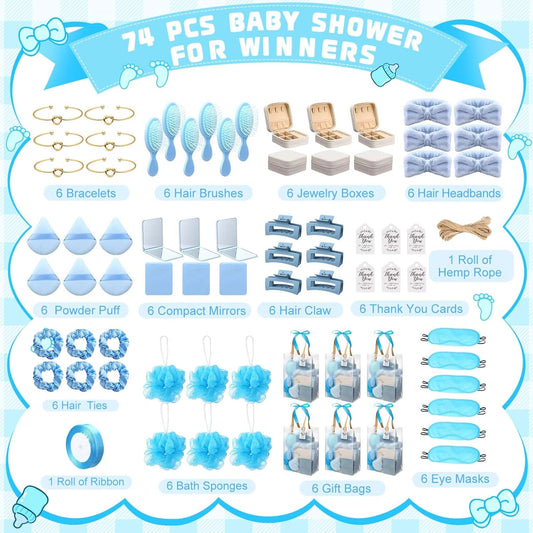 74Pcs Baby Shower Prizes for Game Winners Baby Shower Favors Gifts including Headband Hair Brush Jewelry Box with Gift Bag for Baby Shower Game Prizes Wedding Bridal Shower Favors (Yellow)