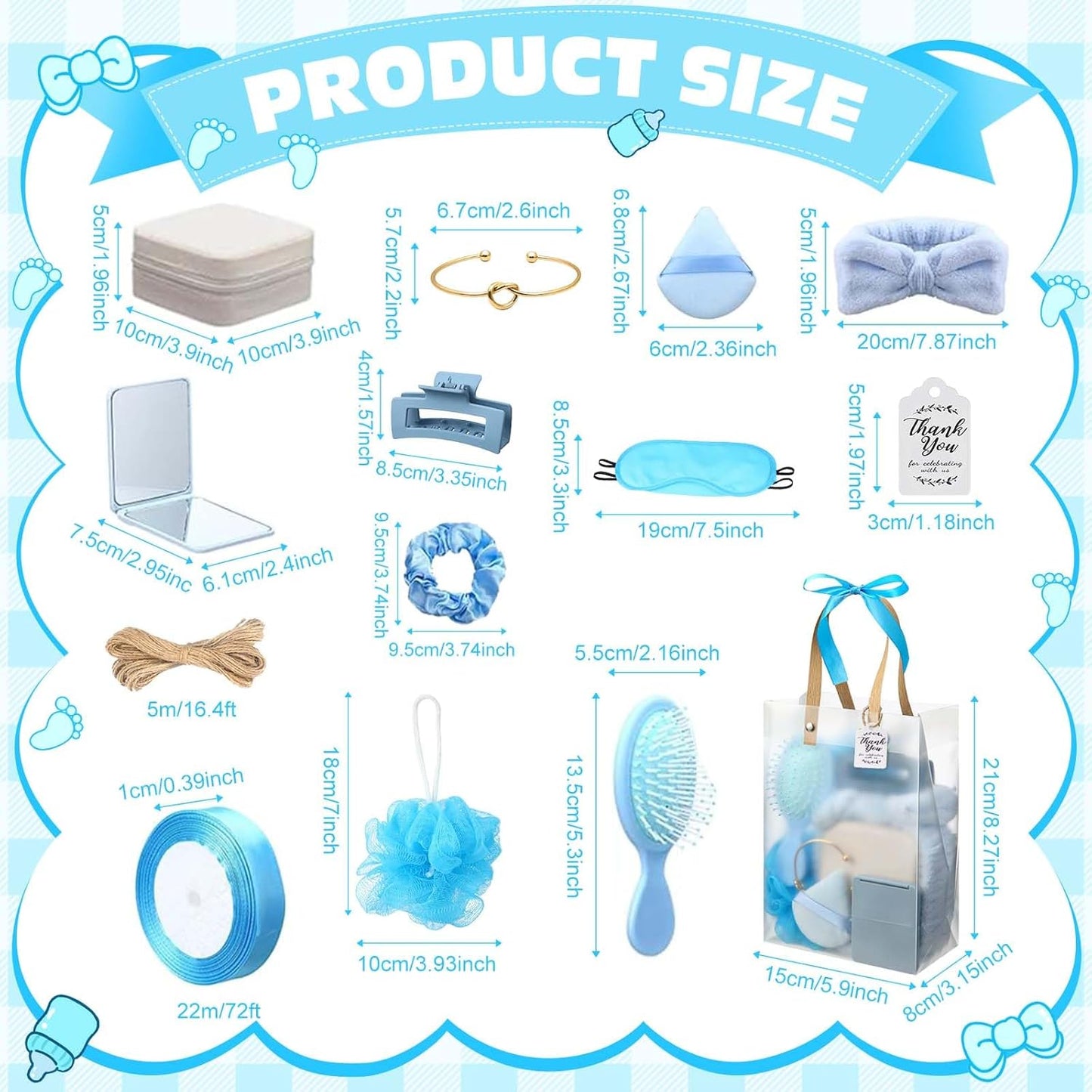 74Pcs Baby Shower Prizes for Game Winners Baby Shower Favors Gifts including Headband Hair Brush Jewelry Box with Gift Bag for Baby Shower Game Prizes Wedding Bridal Shower Favors (Yellow)