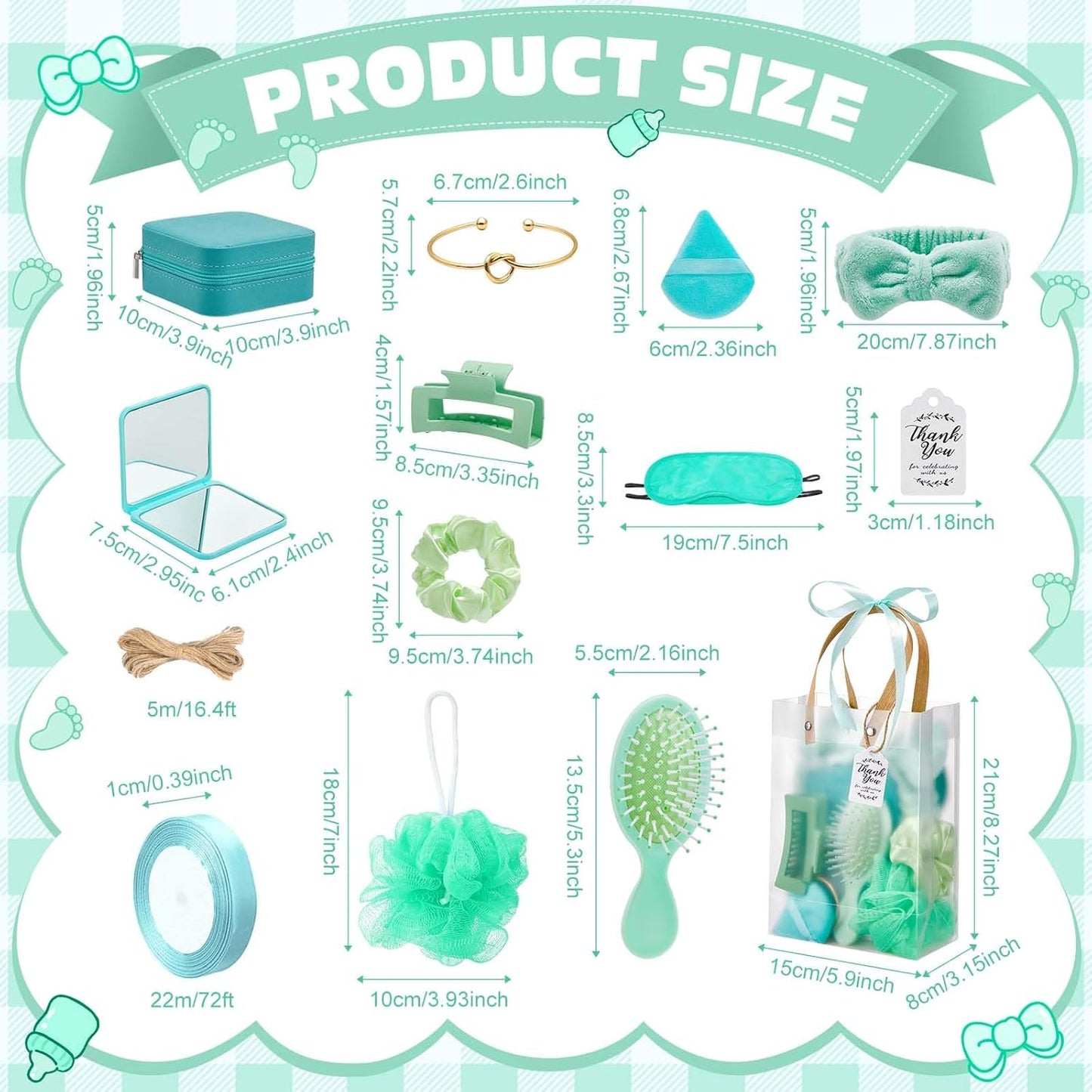 74Pcs Baby Shower Prizes for Game Winners Baby Shower Favors Gifts including Headband Hair Brush Jewelry Box with Gift Bag for Baby Shower Game Prizes Wedding Bridal Shower Favors (Yellow)