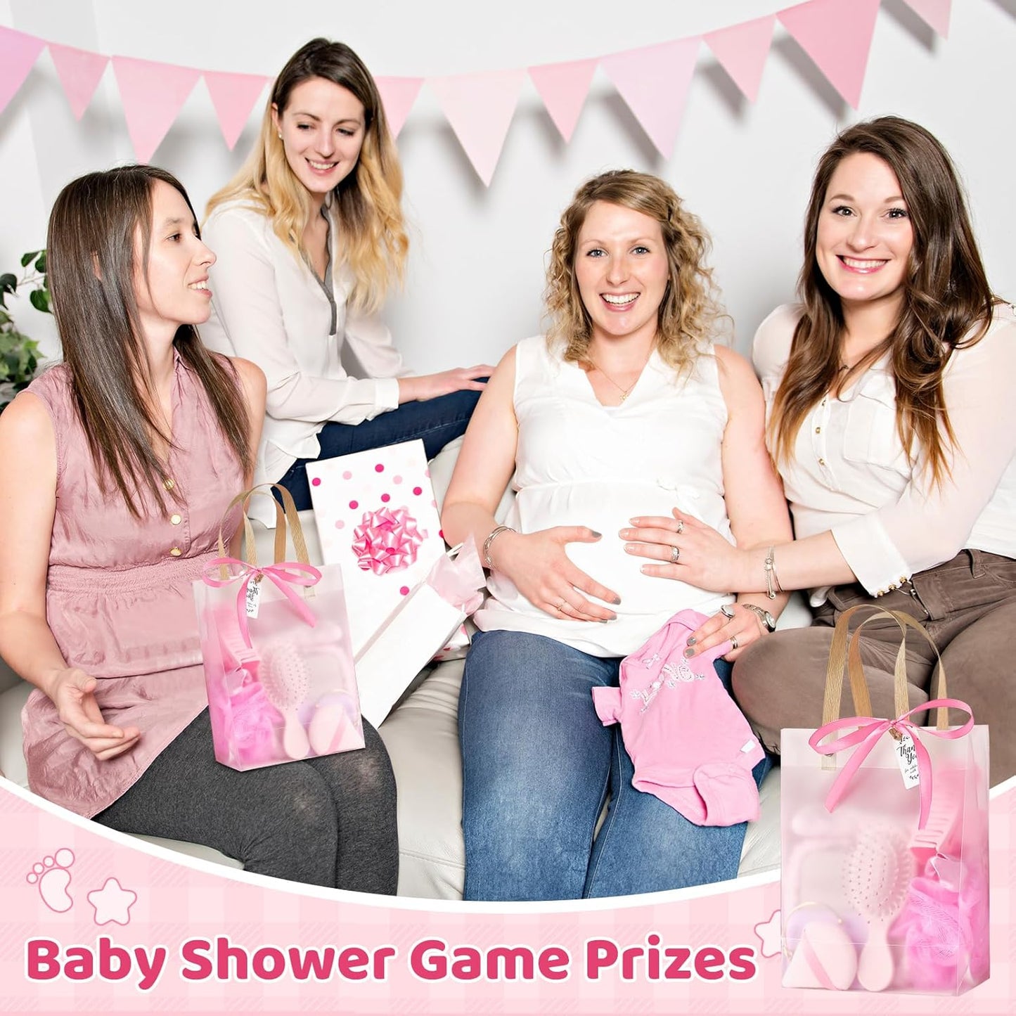 74Pcs Baby Shower Prizes for Game Winners Baby Shower Favors Gifts including Headband Hair Brush Jewelry Box with Gift Bag for Baby Shower Game Prizes Wedding Bridal Shower Favors (Yellow)