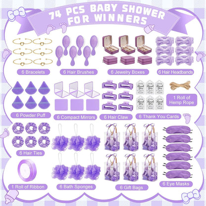 74Pcs Baby Shower Prizes for Game Winners Baby Shower Favors Gifts including Headband Hair Brush Jewelry Box with Gift Bag for Baby Shower Game Prizes Wedding Bridal Shower Favors (Yellow)
