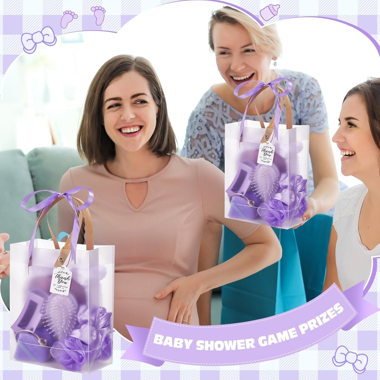 74Pcs Baby Shower Prizes for Game Winners Baby Shower Favors Gifts including Headband Hair Brush Jewelry Box with Gift Bag for Baby Shower Game Prizes Wedding Bridal Shower Favors (Yellow)