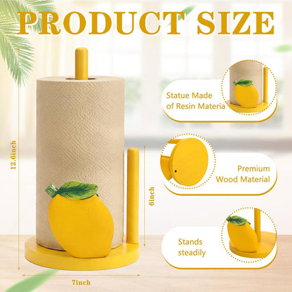 Lemon Paper Towel Holder 3D Lemon Kitchen Decor Countertop Toilet Paper Towel Stand 12.5 Inch Yellow Resin Decorative Funny Housewarming Gifts for Women Farmhouse, Home Decor