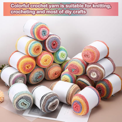 Cotton Acrylic Yarn for Crocheting, 211 Yard 5 Ply Soft Gradient Yarn Acrylic 45% Cotton 55% Used for DIY Knitting Blankets Scarves(1 Packx100g,Yellow,Green,Red,Purple,Blue)