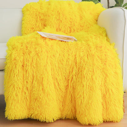 Yellow Fluffy Throw Blanket – 50x60 Inch Soft & Cozy Plush Blanket, Fuzzy Shaggy Couch Bed Cover for Living Room, Bedroom Decor – Gift for Women, Men, Him & Her