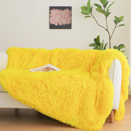 Yellow Fluffy Throw Blanket – 50x60 Inch Soft & Cozy Plush Blanket, Fuzzy Shaggy Couch Bed Cover for Living Room, Bedroom Decor – Gift for Women, Men, Him & Her