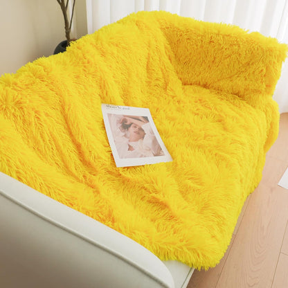 Yellow Fluffy Throw Blanket – 50x60 Inch Soft & Cozy Plush Blanket, Fuzzy Shaggy Couch Bed Cover for Living Room, Bedroom Decor – Gift for Women, Men, Him & Her