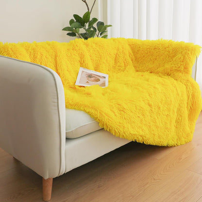 Yellow Fluffy Throw Blanket – 50x60 Inch Soft & Cozy Plush Blanket, Fuzzy Shaggy Couch Bed Cover for Living Room, Bedroom Decor – Gift for Women, Men, Him & Her