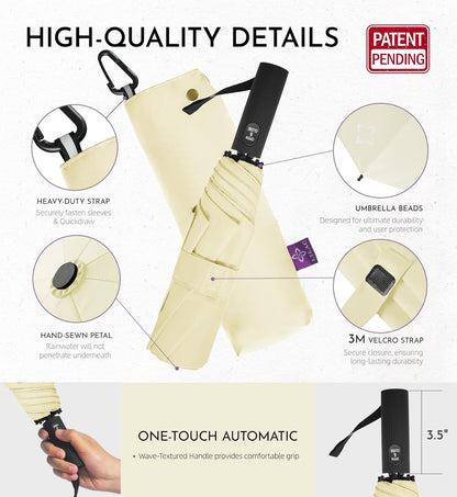 Windproof Travel Umbrella for Rain - 43" Compact Folding Umbrella, Reinforced Strong Frame, Lightweight Portable Parasol with UPF 100+ UV Sun Protection, Cruise Ship Essentials