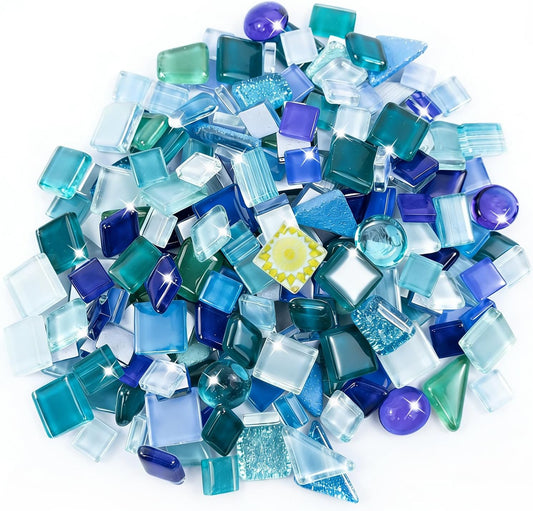 Mosaic Tiles, Bulk Glass Mosaic Pieces, Irregular Sparkling Tiles, Mosaic Kits for Glass Mosaic Tiles for Crafts DIY Art,Frames,Vases Filler,Aquarium Decor, 200g/7oz (Red&Yellow&Orange)