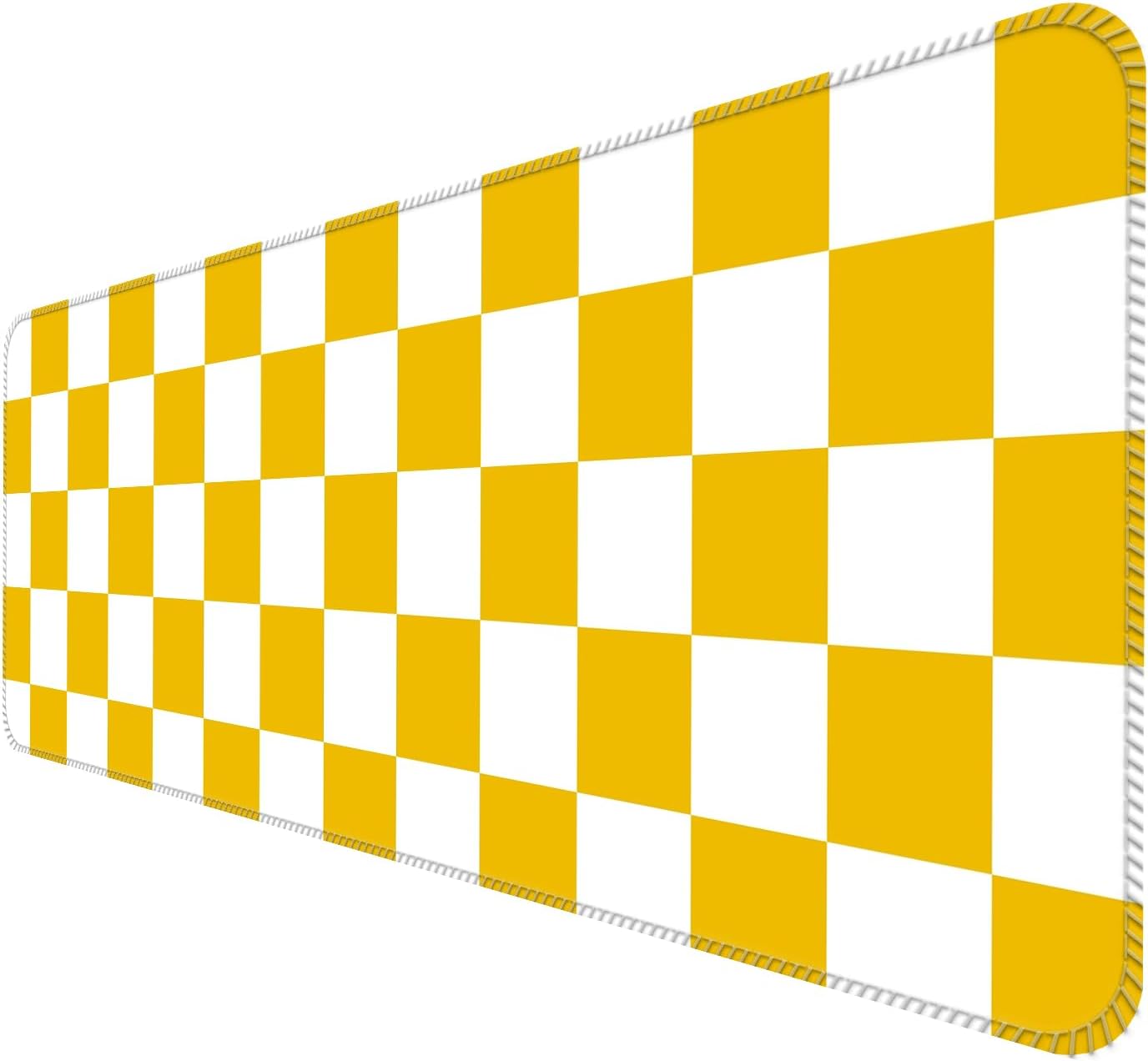 Large Gaming Mouse Pad, Computer Mouse Mat, Funny Desk Pad Protector Decoration, Big Cute Desk Pad, Non-Slip Base 31.5 x 11.8 in Yellow White Cute Plaid