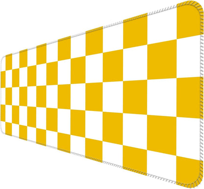 Large Gaming Mouse Pad, Computer Mouse Mat, Funny Desk Pad Protector Decoration, Big Cute Desk Pad, Non-Slip Base 31.5 x 11.8 in Yellow White Cute Plaid
