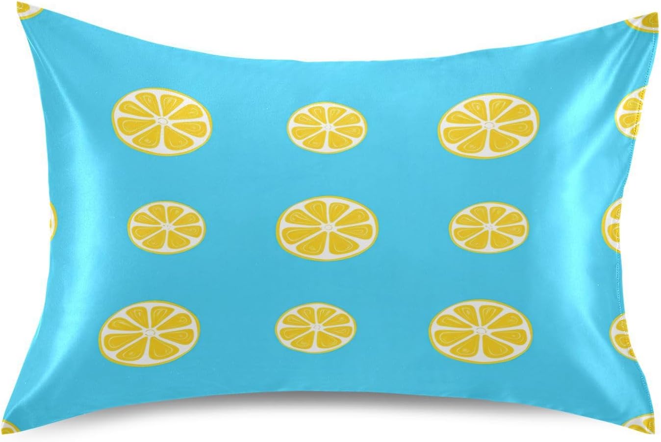 Yellow Lemon Slices Satin Pillowcase, Softer Than Silk Pillow Cases - Smooth Cooling Satin Pillow Cover with Envelope Closure, Standard Size (20"x26")