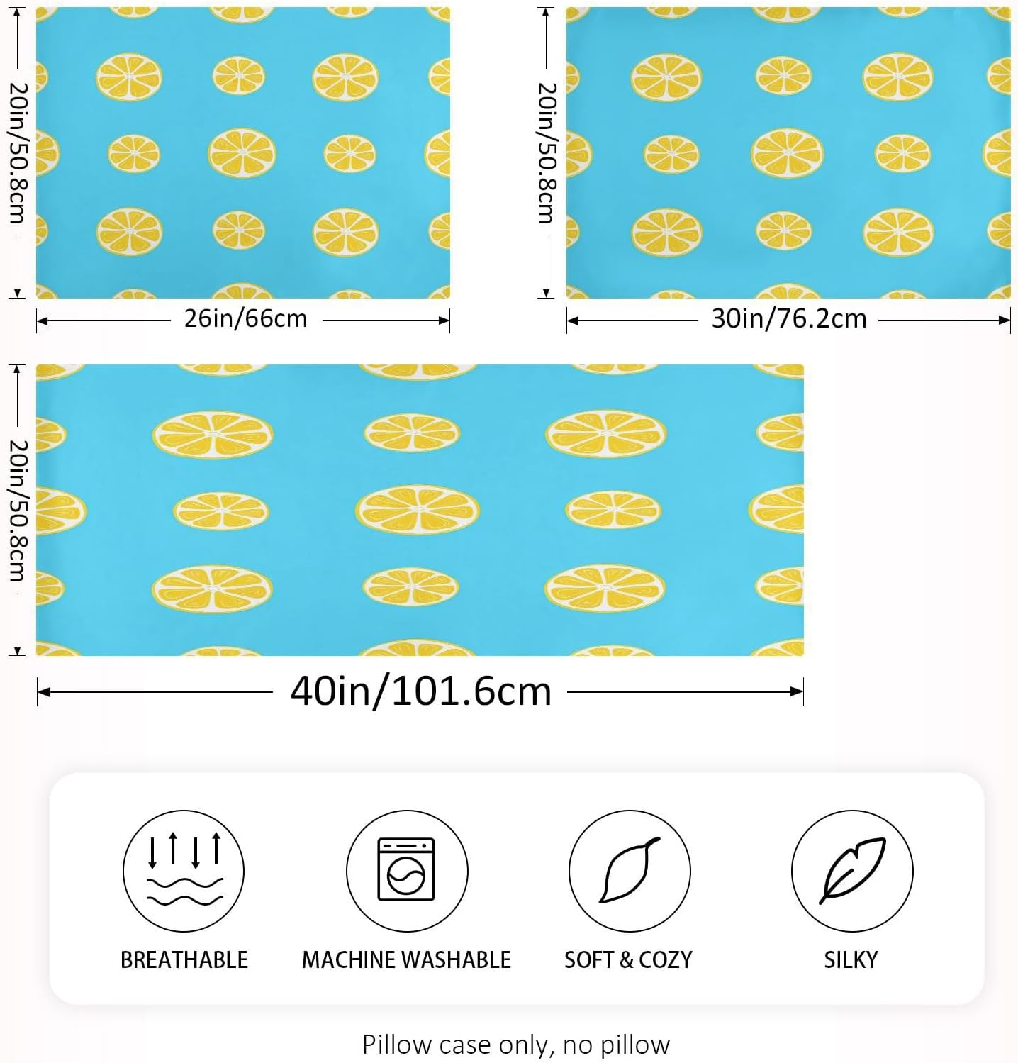 Yellow Lemon Slices Satin Pillowcase, Softer Than Silk Pillow Cases - Smooth Cooling Satin Pillow Cover with Envelope Closure, Standard Size (20"x26")