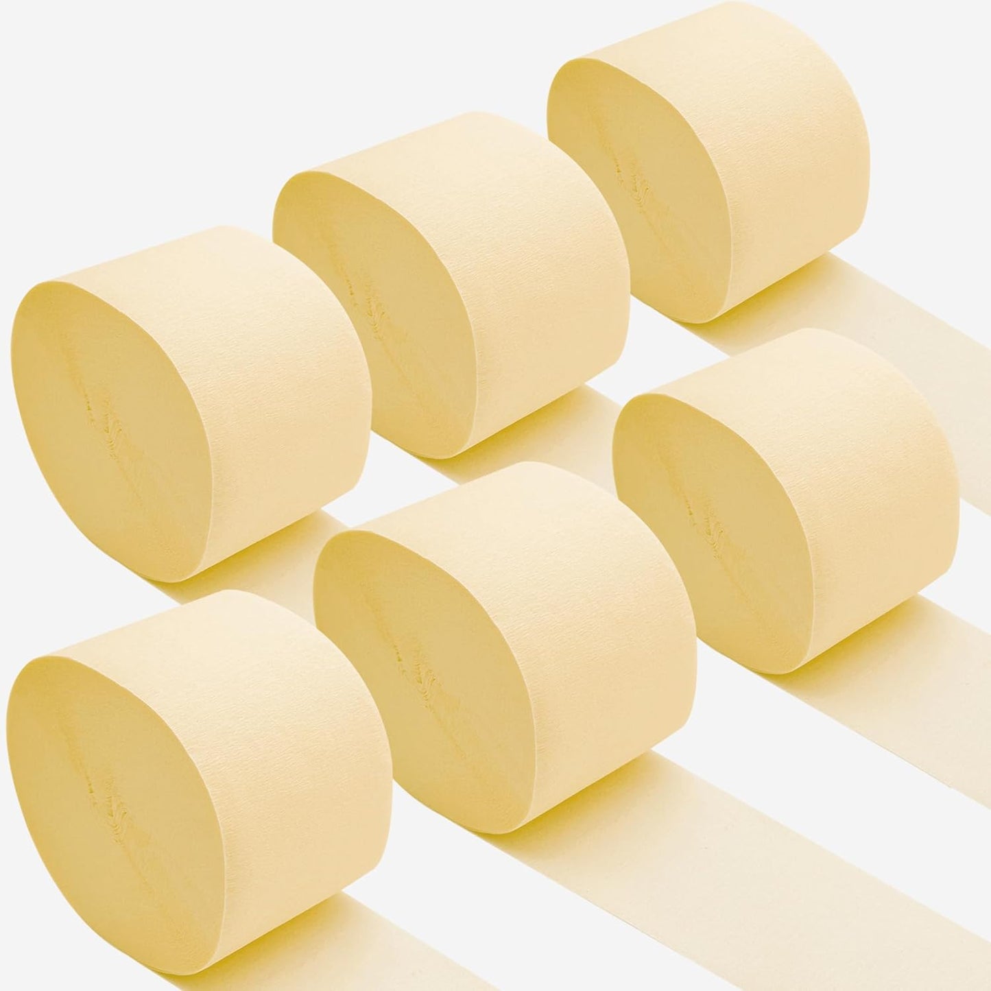 Butter Yellow Crepe Paper Streamers Party Decorations, 6 Rolls 738 Ft Party Streamers for Birthday, Baby Shower, Wedding, Graduation, Backdrops, Ceilings and DIY Crafts