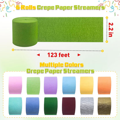 Butter Yellow Crepe Paper Streamers Party Decorations, 6 Rolls 738 Ft Party Streamers for Birthday, Baby Shower, Wedding, Graduation, Backdrops, Ceilings and DIY Crafts