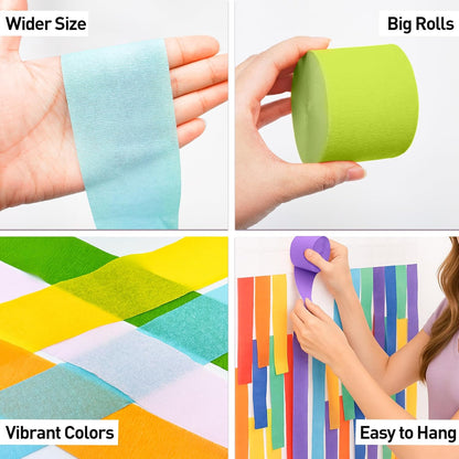 Butter Yellow Crepe Paper Streamers Party Decorations, 6 Rolls 738 Ft Party Streamers for Birthday, Baby Shower, Wedding, Graduation, Backdrops, Ceilings and DIY Crafts