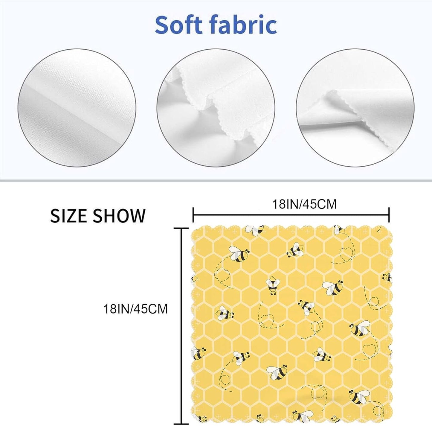 Cute Bees Cloth Table Napkins Set of 4 On The Honey Honeycombs Yellow Background Table Decoration Dinner Napkins for Kitchen 18 x 18 inch