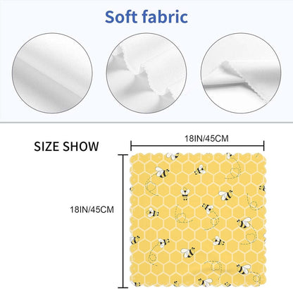 Cute Bees Cloth Table Napkins Set of 4 On The Honey Honeycombs Yellow Background Table Decoration Dinner Napkins for Kitchen 18 x 18 inch