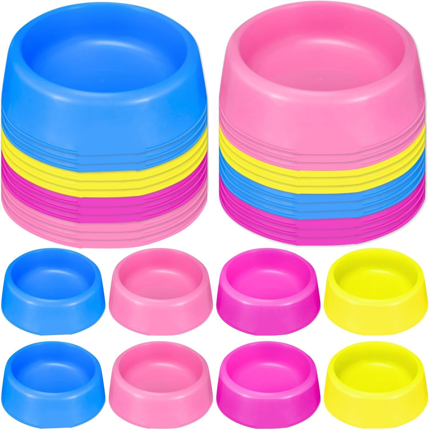 24 Pcs Puppy Bowls Puppy Birthday Party Supplies Pet Plastic Bowls Reusable Cat Food Feeding Water Dish Candy Colour Pet Dish for Dog Birthday Party Favors Blue Rose Red Yellow and Pink