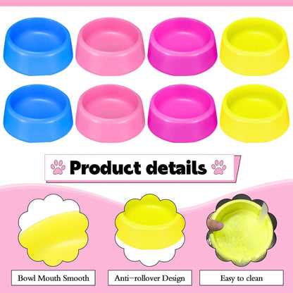 24 Pcs Puppy Bowls Puppy Birthday Party Supplies Pet Plastic Bowls Reusable Cat Food Feeding Water Dish Candy Colour Pet Dish for Dog Birthday Party Favors Blue Rose Red Yellow and Pink