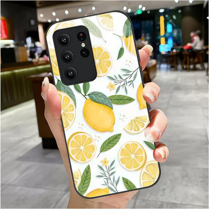 for Samsung Galaxy S22 Ultra Case 6.8 inch Watercolor Lemon & White Pattern, Glossy Smooth Hard Finish Case, Fresh & Vibrant & Playful Style, Fruit Lovers, Summer Gift