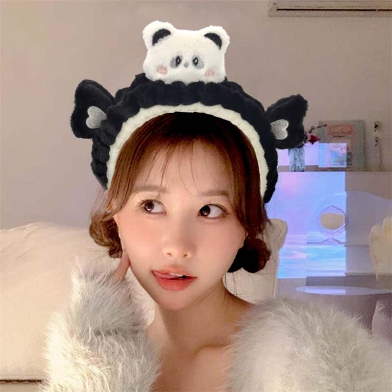 Kawaii Spa Headband - Cute Duck Towel Headband for Women's Skin Care, Makeup & Wash - Soft Microfiber Coral Fleece (Yellow, Duck)