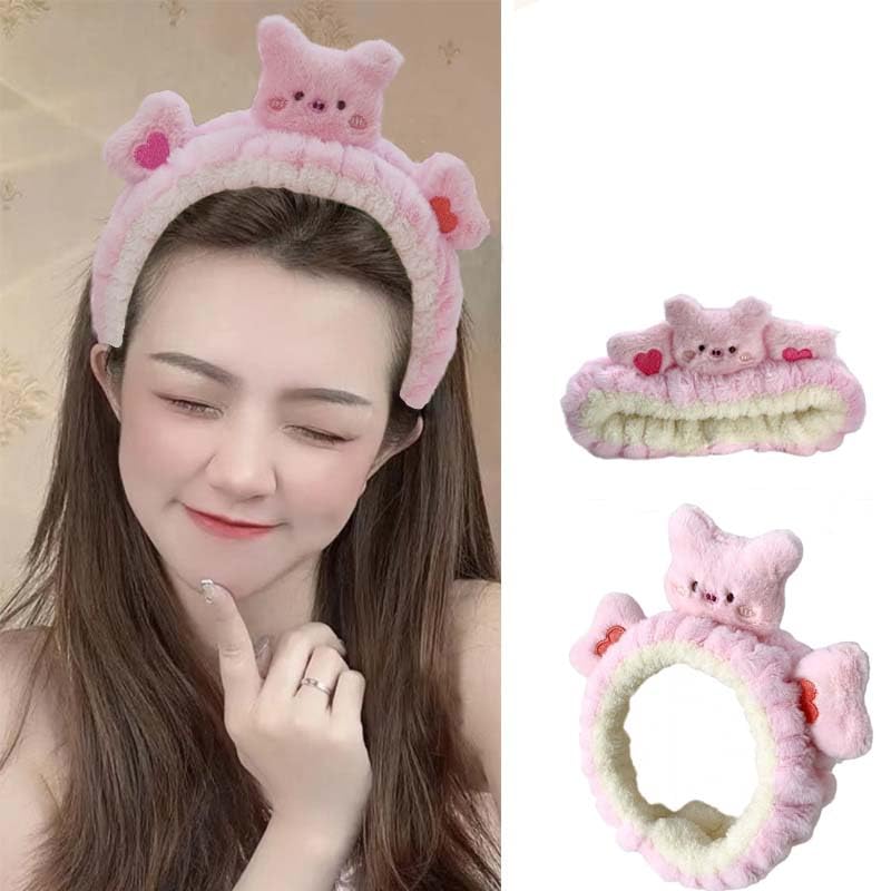 Kawaii Spa Headband - Cute Duck Towel Headband for Women's Skin Care, Makeup & Wash - Soft Microfiber Coral Fleece (Yellow, Duck)