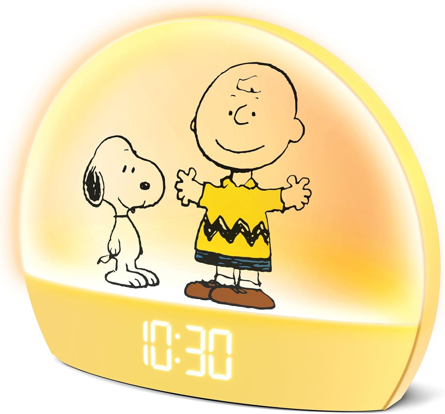 Snoopy Sunrise Alarm Clock – Vibrant Snoopy Edition with Multicolor Lights, USB Charging, LED Display, Gentle Wake-Up Simulation, and Handy Snooze Function, Yellow