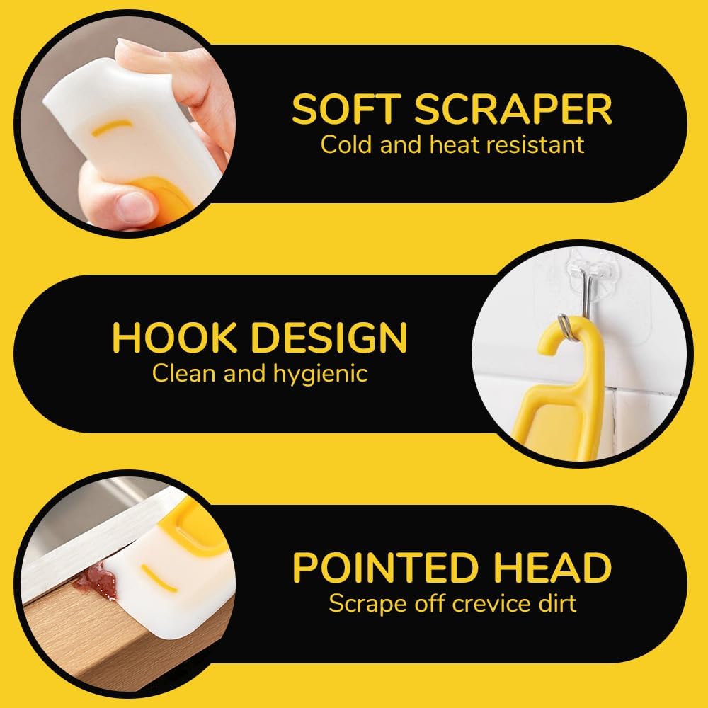 Kitchen Silicone Spatula Set, High Heat Resistant, Pan Cleaning Scraper (Yellow)