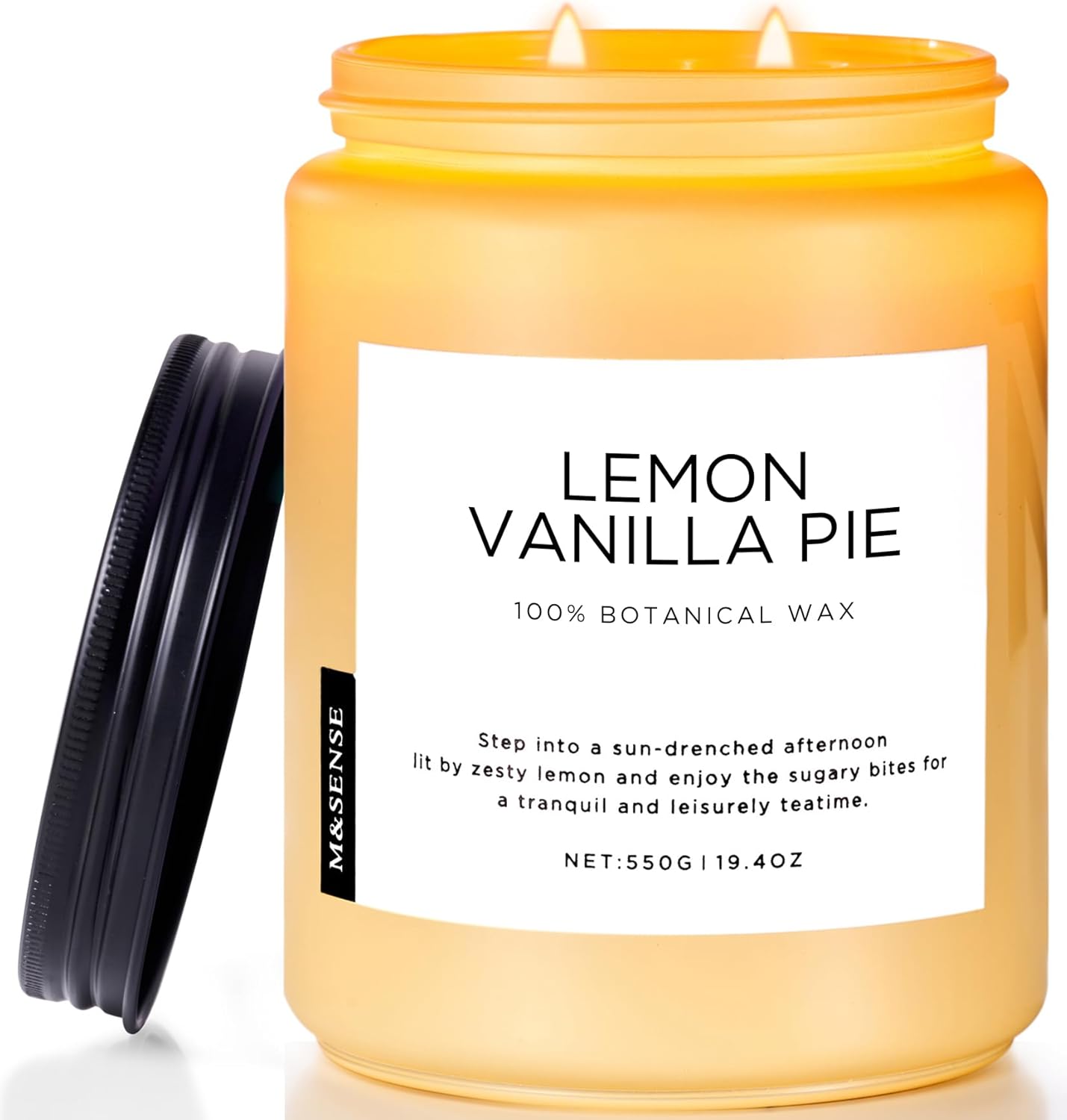 Lemon Vanilla Home Scented Candles, 19.4oz Natural Soy Wax, 110H | Large Long Lasting, Organic Non Toxic, Citrus Scent for Relaxation Odor Eliminating, Housewarming Fragrance for Men Women