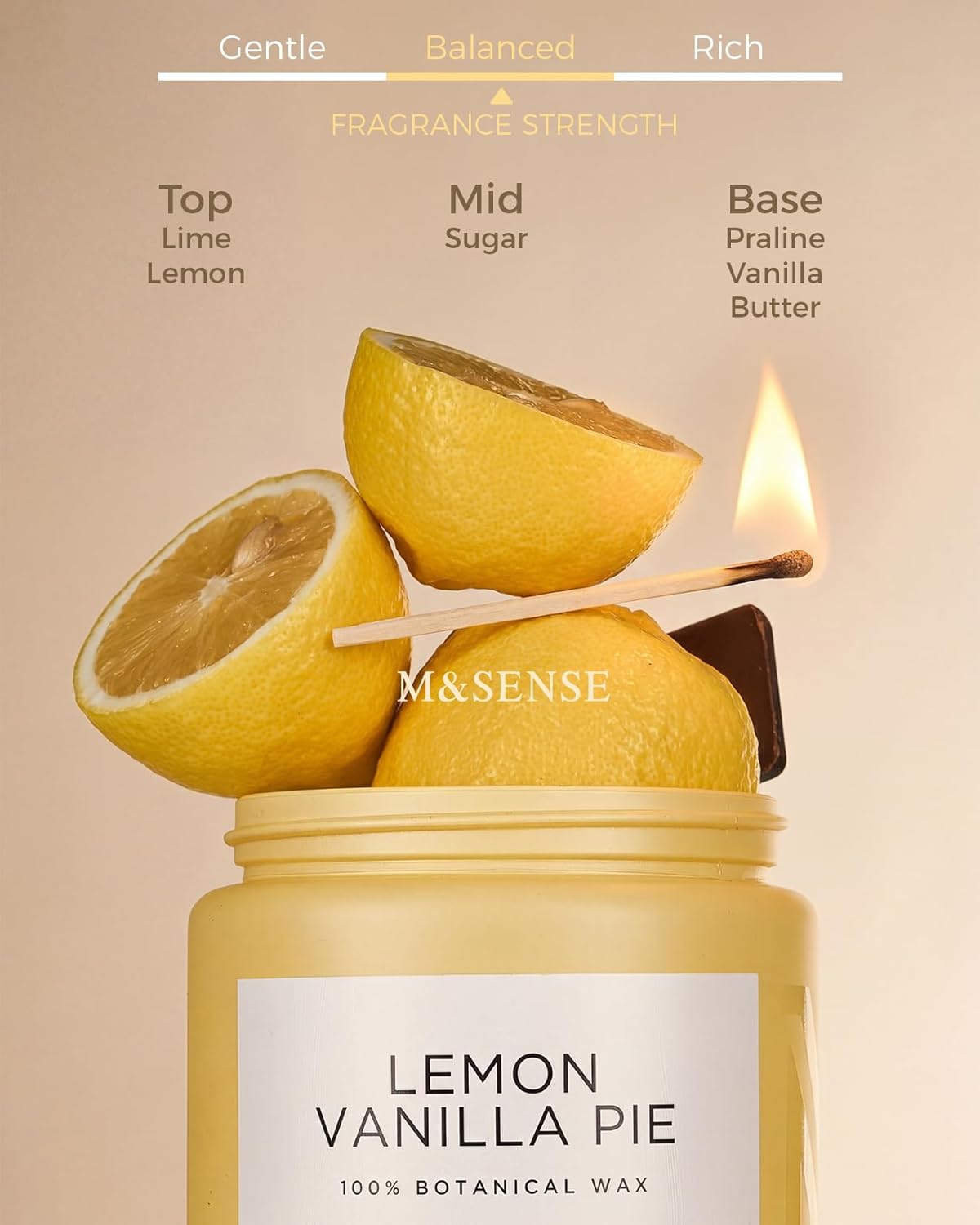 Lemon Vanilla Home Scented Candles, 19.4oz Natural Soy Wax, 110H | Large Long Lasting, Organic Non Toxic, Citrus Scent for Relaxation Odor Eliminating, Housewarming Fragrance for Men Women