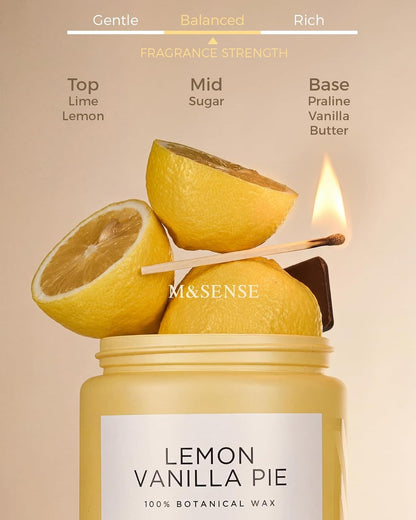 Lemon Vanilla Home Scented Candles, 19.4oz Natural Soy Wax, 110H | Large Long Lasting, Organic Non Toxic, Citrus Scent for Relaxation Odor Eliminating, Housewarming Fragrance for Men Women